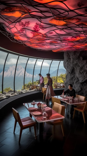 Le restaurant au sommet de la montagne