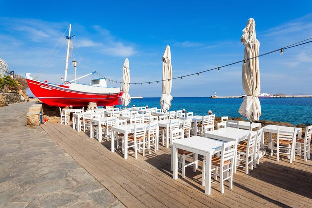 Restaurant de beauté sur l'île de Mykonos. Mykonos est une île des Cyclades en Grèce.