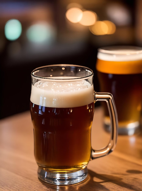 Restaurant de bière confortable et chaleureusement éclairé