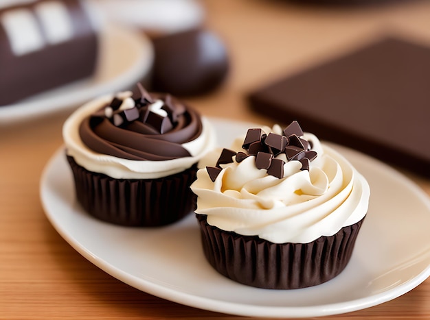 Restaurant chaleureux, dessert au chocolat neutre et détaillé