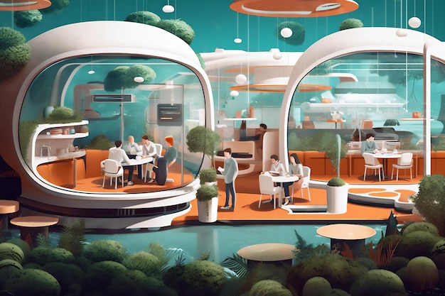 Restaurant dans un style futuriste et écologique Conception écologique