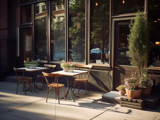 Un restaurant avec une enseigne qui dit "café" dessus.