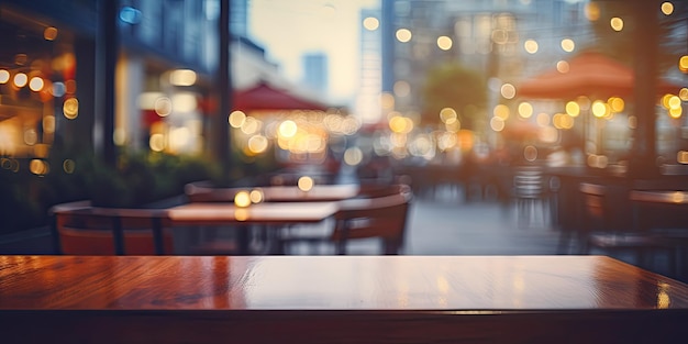 Restaurant flou au premier plan avec une table sur le dessus