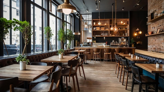 un restaurant avec une grande fenêtre qui dit quote bar quote