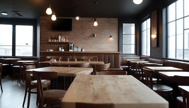 un restaurant avec une horloge sur le mur et une horloge sur le mur