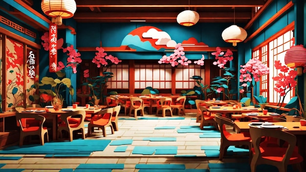restaurant japonais Vectoriel