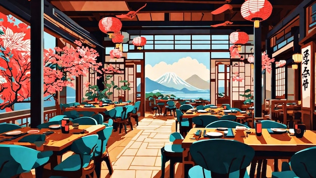 restaurant japonais Vectoriel