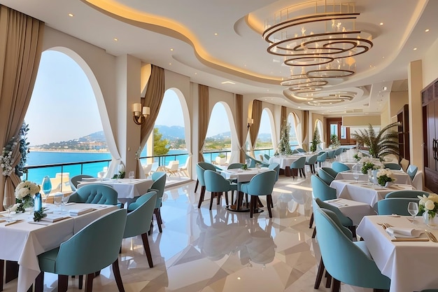Restaurant de luxe nouveau et propre dans un hôtel de luxe de style européen Amara Dolce Vita