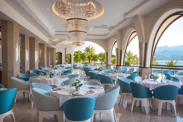 Restaurant de luxe nouveau et propre dans un hôtel de luxe de style européen Amara Dolce Vita