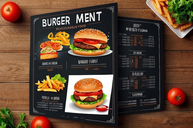 Photo restaurant nourriture délicieuse design de flyer menu actuel menu chinois couverture de hamburger brochure de restauration rapide