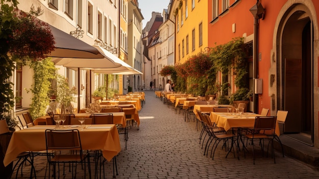 Restaurant de rue charmante dans la vieille ville de Ratisbonne, en Allemagne