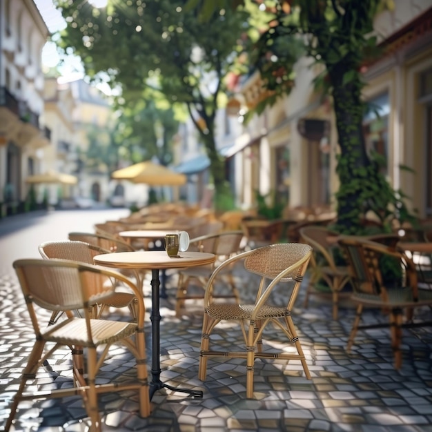 Restaurant de la rue Table vide Café Tables Bar Terrasse Restaurants en plein air À l'extérieur de la Trattoria