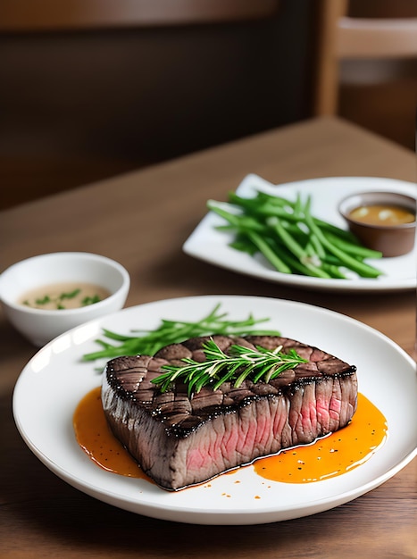 Restaurant de steak réaliste détaillé et confortable Personne n'est chaud