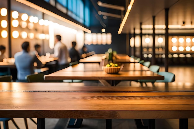 Un restaurant avec des tables et des chaises en arrière-plan