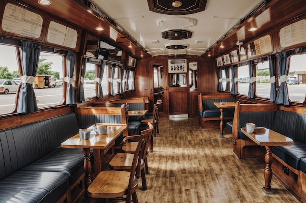 restaurant de train en mouvement de luxe