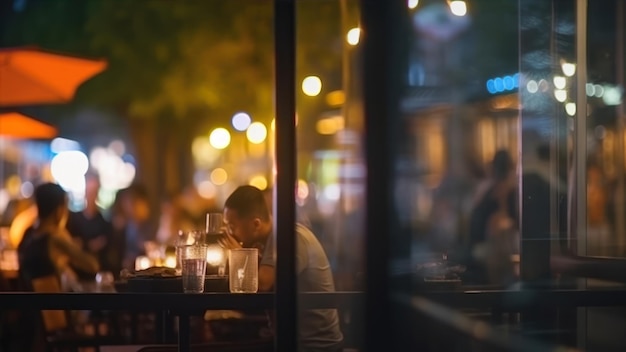 Un restaurant avec un verre d'eau sur la table