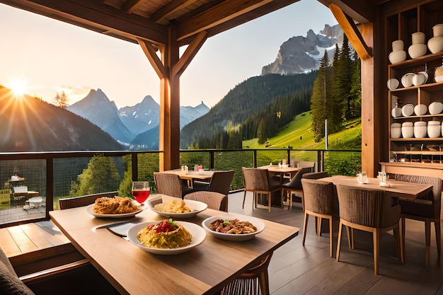 Un restaurant avec vue sur les montagnes