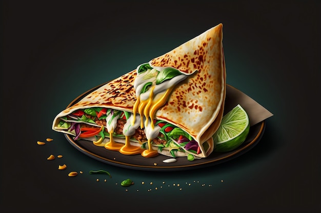 Restauration rapide mexicaine populaire La Quesadilla, une cuisine de rue bien-aimée Generative AI