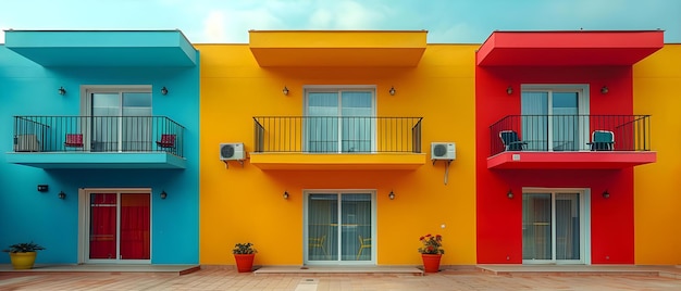 Rester dans un hôtel coloré avec une vue depuis le balcon Concept Hôtel coloré Balcon vue Accommodation Expérience de voyage