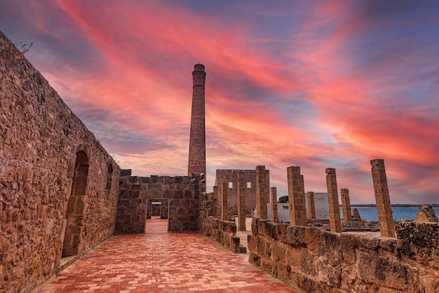 Restes de la tonnara dans la localité de Vendicari en Sicile.