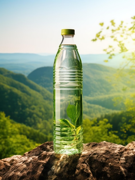 Restez rafraîchi dans la chaleur estivale avec une bouteille d'eau minérale générée par l'IA