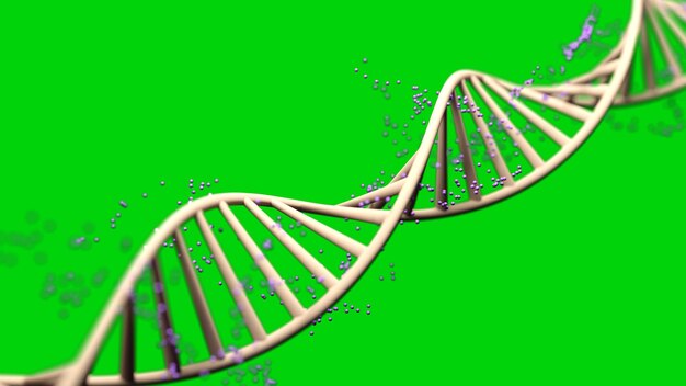 Résumé de l'ADN 3D cadre polygonal molécule d'ADN hélice spirale sur bleu sciences médicales