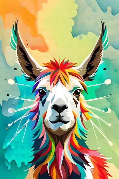 Résumé coloré de pop art de lama