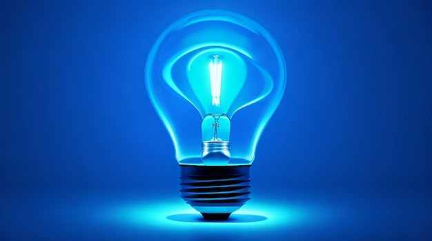 Résumé créatif d'une ampoule sur un fond bleu brillant