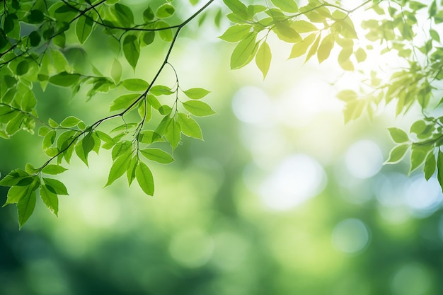 Résumé Des feuilles de jardin floues au printemps naturel