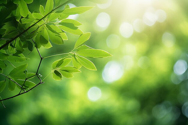 Résumé Des feuilles de jardin floues au printemps naturel