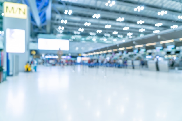 Résumé flou intérieur du terminal de l'aéroport