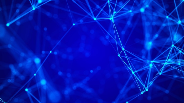 Résumé fond bleu numérique Effet plexus Structure de connexion réseau Rendu 3D