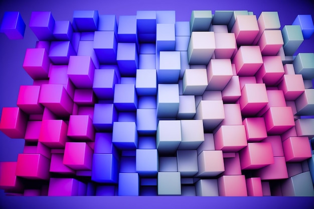 Résumé fond de cube blocs mur empilage design néon couleur pastel