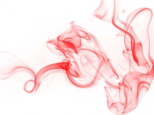 Résumé de fumée rouge sur fond blanc, conception de feu