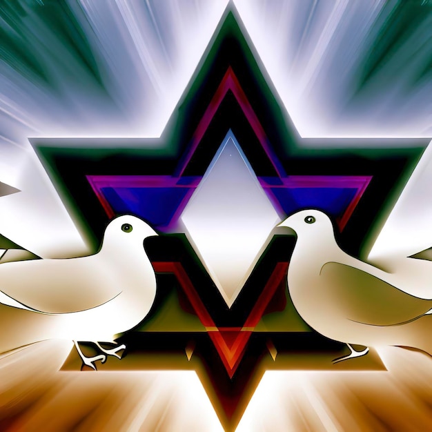 Résumé graphique Star of David background avec trois colombes