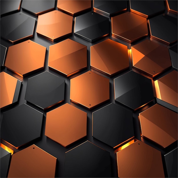 Résumé hexagonal en forme de sombre et orange