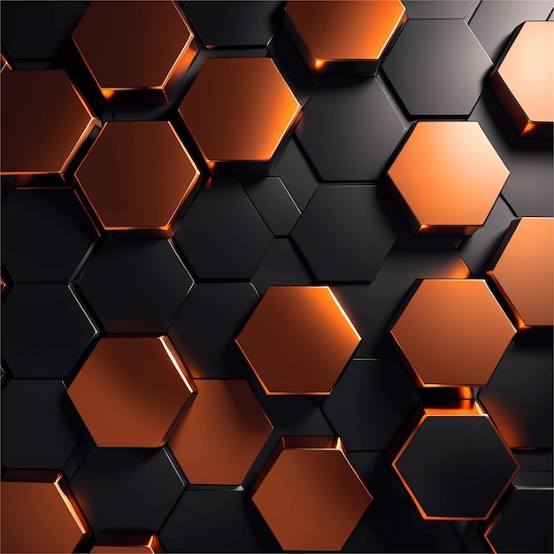 Résumé hexagonal en forme de sombre et orange