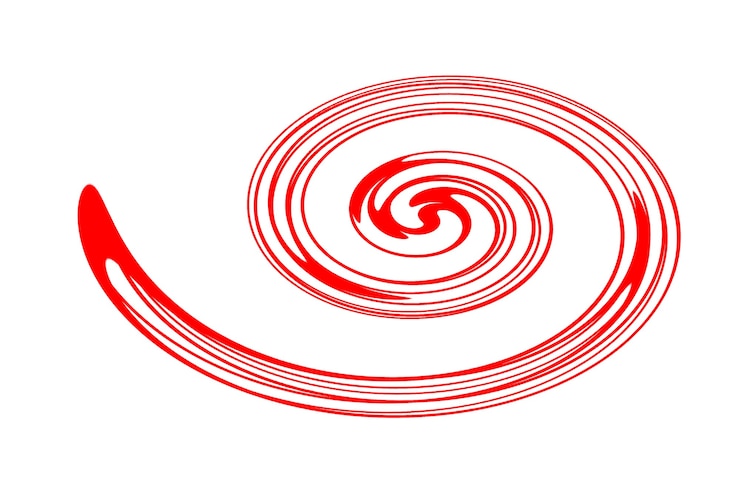 Photo résumé illustration d'un vortex rouge sur fond blanc