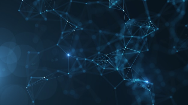 Résumé des points connectés et des lignes sur fond bleu.