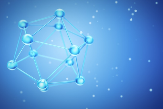 Résumé structure atome ou molécule de verre et cristal 3d illustration