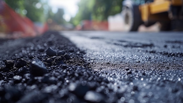 Resurfaçage des rues Construction d’asphalte frais Mauvaise route