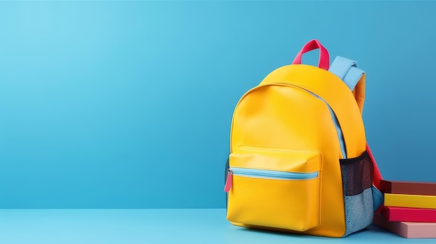 Retour à l'arrière-plan de l'école avec sac d'école Illustration AI GenerativexA