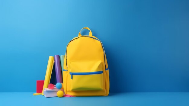 Retour à l'arrière-plan de l'école avec sac d'école Illustration AI GenerativexA