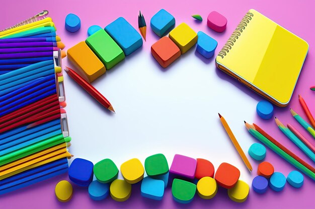 Retour au fond de l'école avec tablette et cahiers colorés Retour au concept de l'école