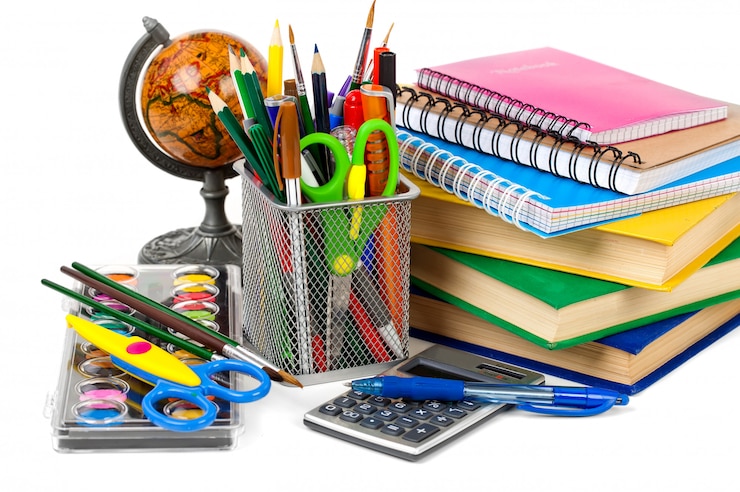 Photo retour aux fournitures et accessoires scolaires.