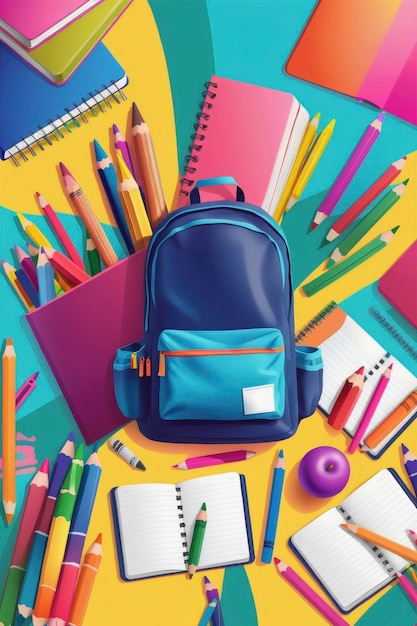 retour à l'école avec des accessoires scolaires