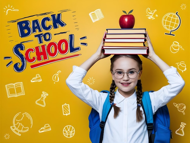 Retour à l'école Arrière-plan École Étudiant avec bulle de parole Modèle d'affiche