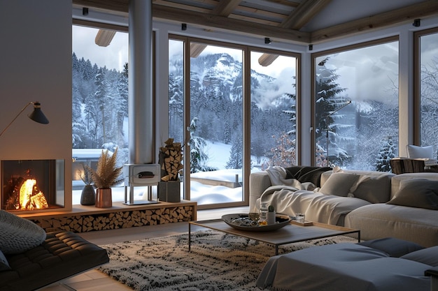 Une retraite d'hiver confortable d'inspiration scandinave