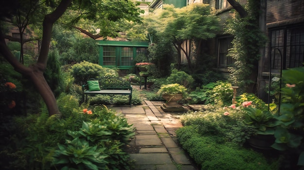 Une retraite de jardin sereine offrant un répit paisible au milieu du chaos de la ville