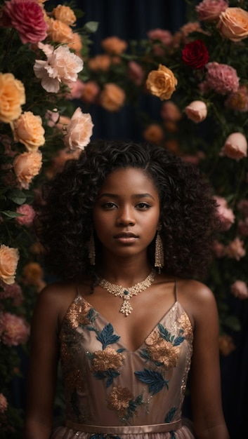 Retrato Adolescente Afroamericana Vestida de Gala